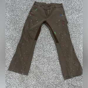 Splatter Carpenter Flare Jeans - Brown